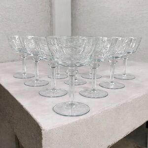 Vintage Libbey Starburst Coupe Glasses Set of 10 Mid Century Cocktail Champagne